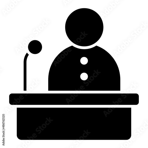 Avatar in front of podium denoting concept of seminar

