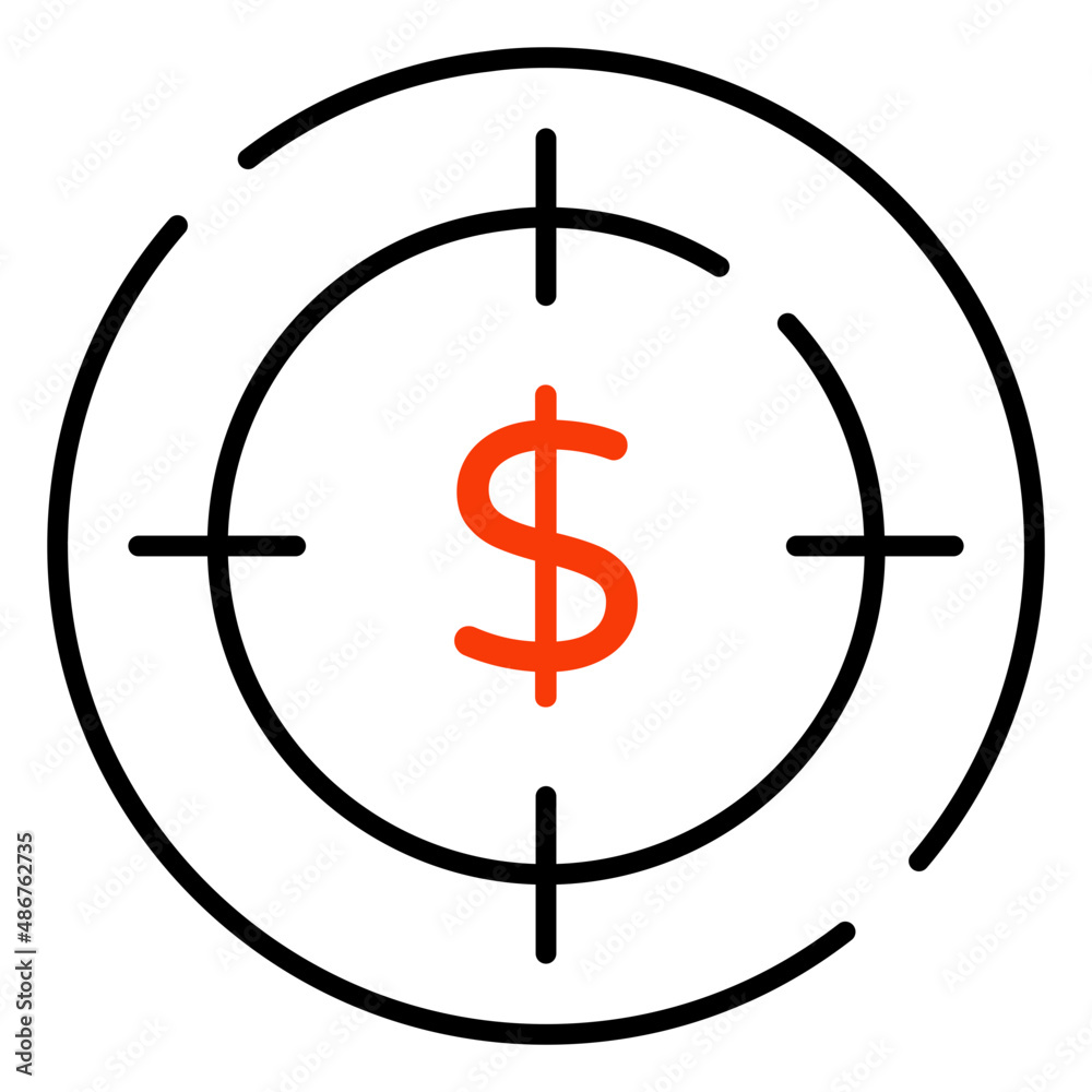 Dollar under magnifying glass, icon of financial target
Dollar under magnifying glass, icon of financial target