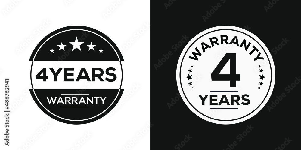 4 years warranty seal stamp, vector label.