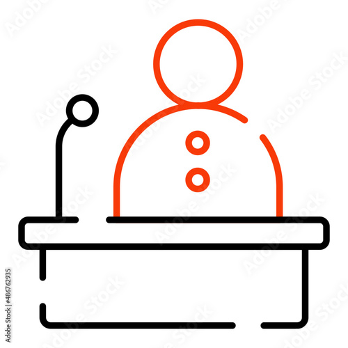 Avatar in front of podium denoting concept of seminar


