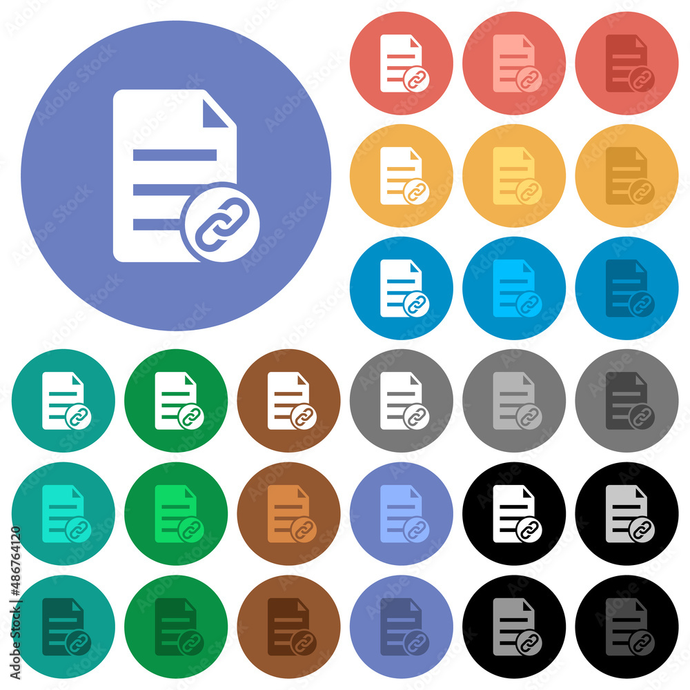 Attach document solid round flat multi colored icons