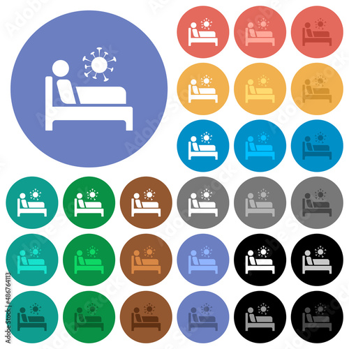 Covid ward round flat multi colored icons