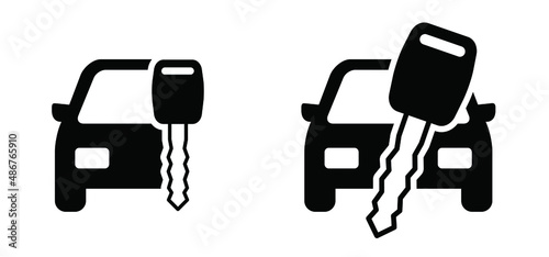 Cartoon car keys. Car key icon or logo. Supporting or service. Valet key symbol. Car insurance icon. Vector Vehicle pictogram. Car rental or sale concept.