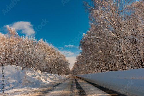 Winter road and winter forest landscapes in Samarskaya Luka National Park! Shot with Nikon D70 and Nikon D300S cameras! photo