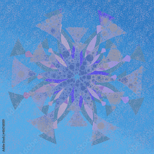 Mandala in a sort of flower shape. In blue and related colors