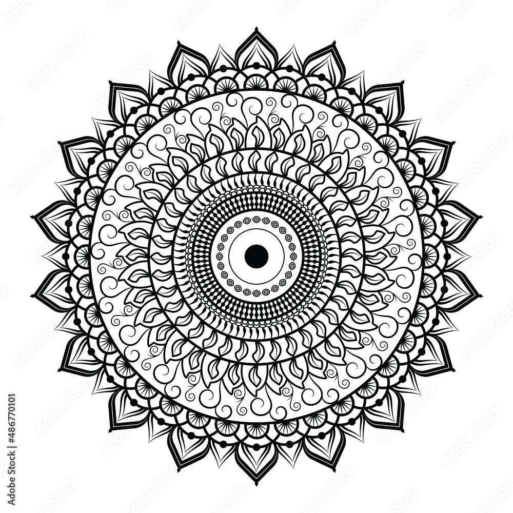 Circular pattern in form of mandala for Henna,tattoo, decoration. Decorative ornament in ethnic oriental style. Coloring book page.
Circular pattern in form of mandala for Henna,tattoo, decoration. Decorative ornament in ethnic oriental style. Coloring book page.