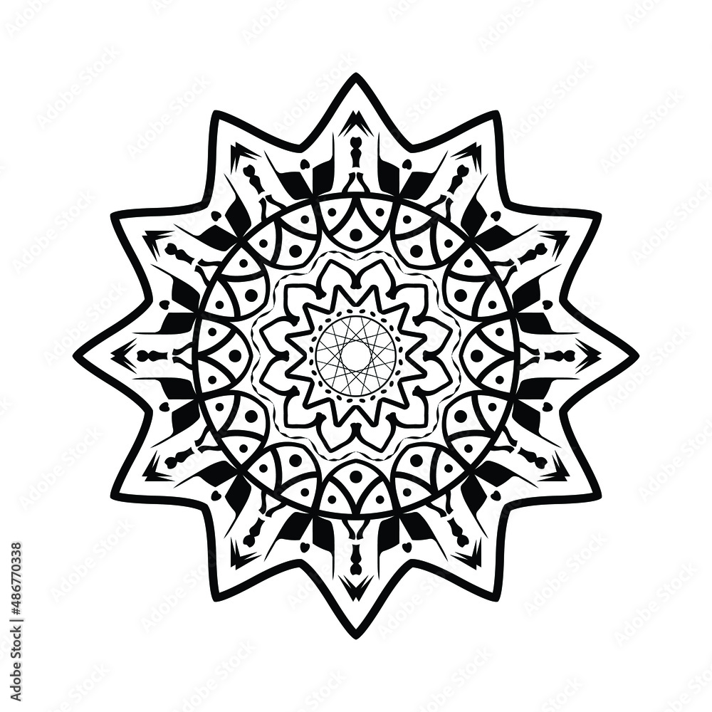 Super decorative round ornament. Anti-stress therapy pattern. Vector illustration for design.
