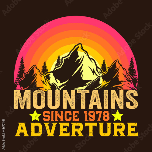 mountains since 1978 adventure t-shirt design 