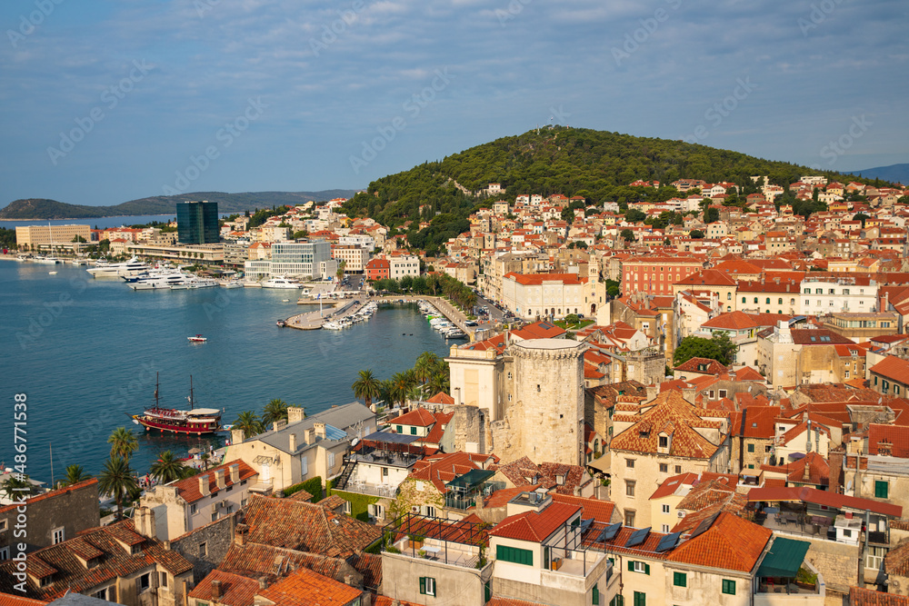 View on Split old town and Riva, Croatia