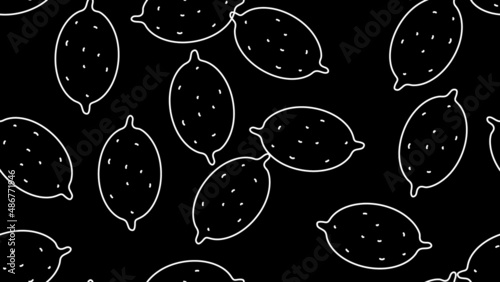 lemons on a black background, vector illustration, pattern. appetizing and juicy fruits. sour lemon. wallpaper for cafe and restaurant. vegan food, healthy food