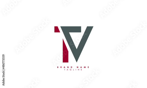 Alphabet letters Initials Monogram logo TV, VT, T and V