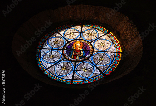 Obraz na plátně Church window in Sauveterre de Rouerge
