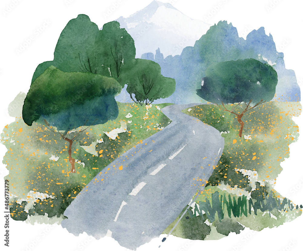 watercolor mountain landscape clipart, forest lake background clip art