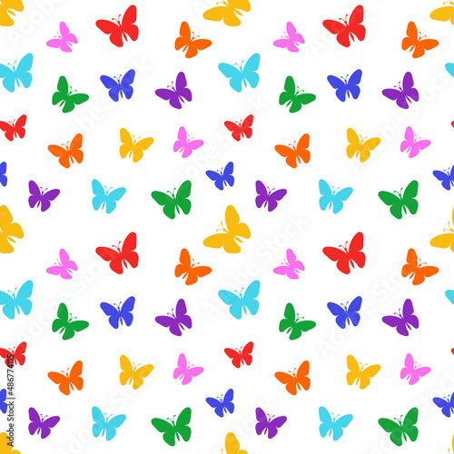 Pattern of butterflies. For background, wallpaper, banner, wrapping paper, textiles, postcards Simple flat vector illustration