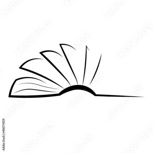 open book icon  black outline silhouette of open book. Vector illustration.