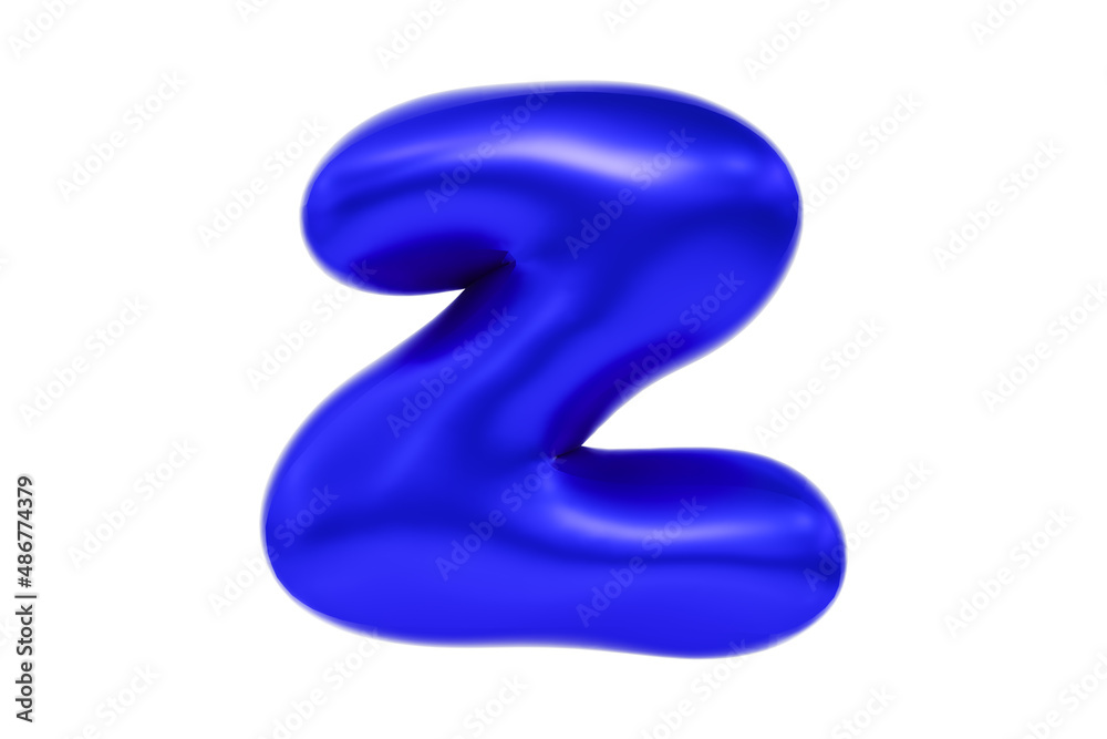 Funny 3D font letter Z made of blue balloon, cartoon font, Premium 3d illustration Funny 3D font letter Z made of blue balloon, cartoon font, Premium 3d illustration