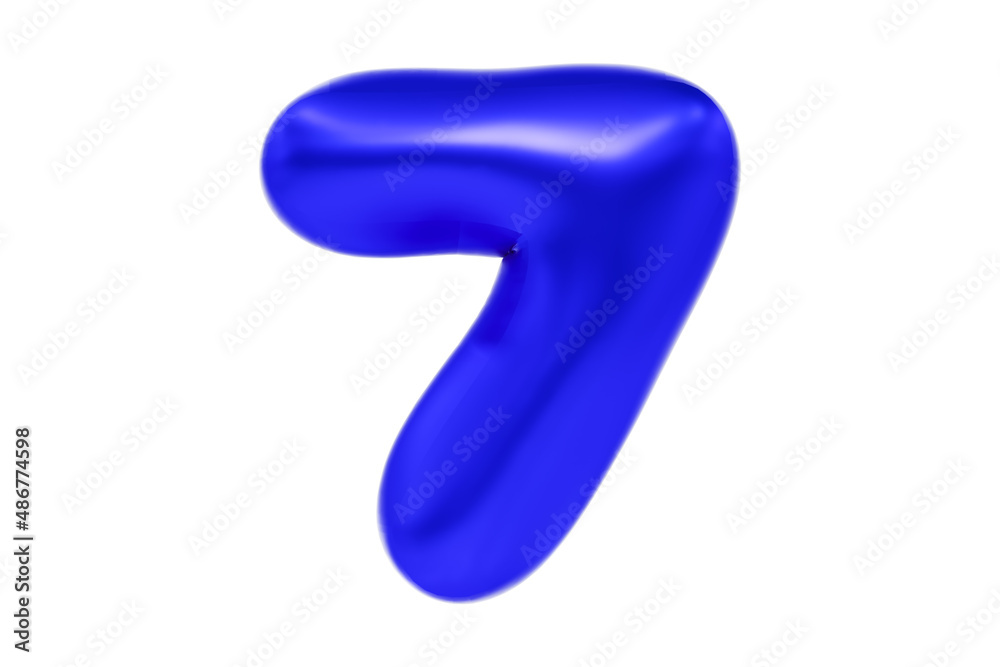 3D font number 7, funny cartoon symbol made of realistic blue helium balloon, Premium 3d illustration. 3D font number 7, funny cartoon symbol made of realistic blue helium balloon, Premium 3d illustration.