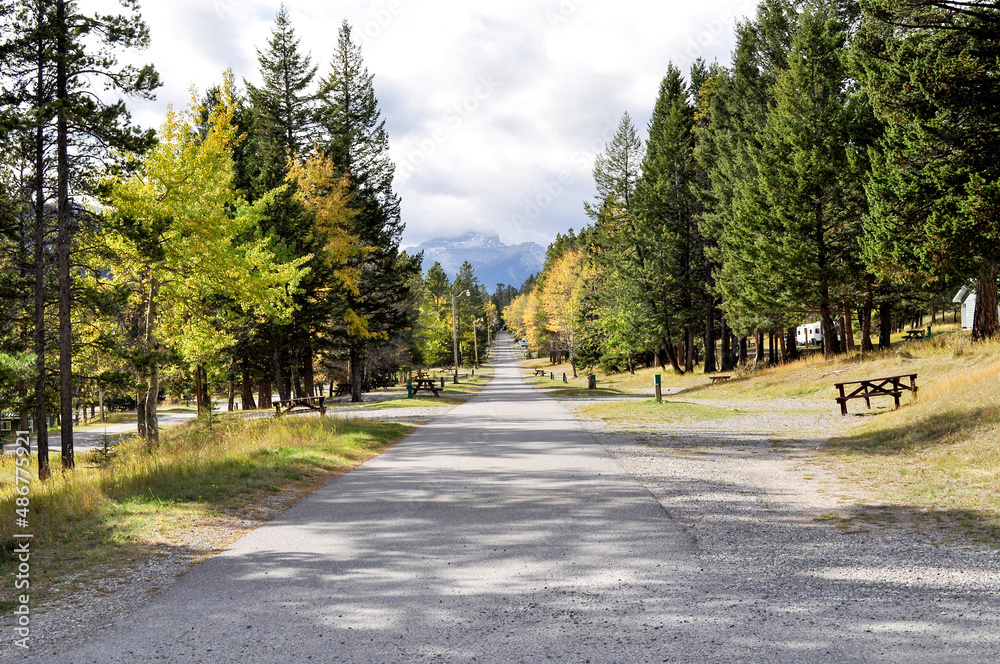 Main road of Tunnel Mountain Campground