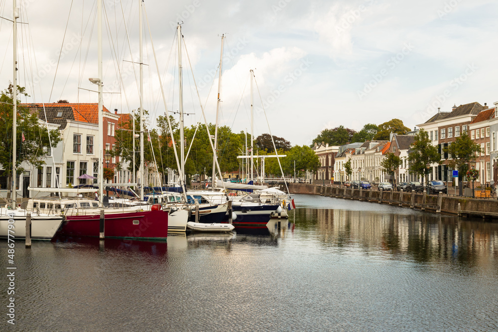 Picturesque harbor in the town of Goes in the province of Zeeland in the Netherlands.