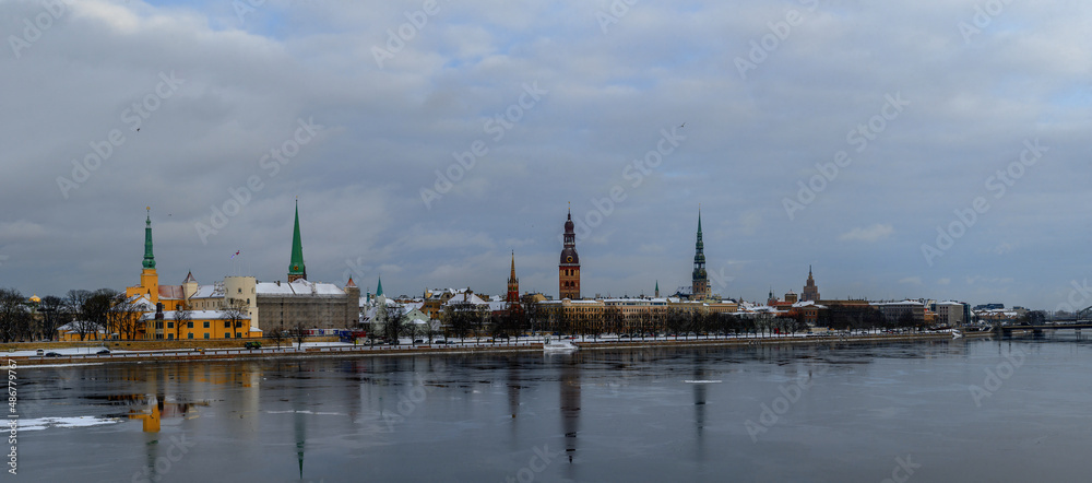 panorama of old Riga view across the river3