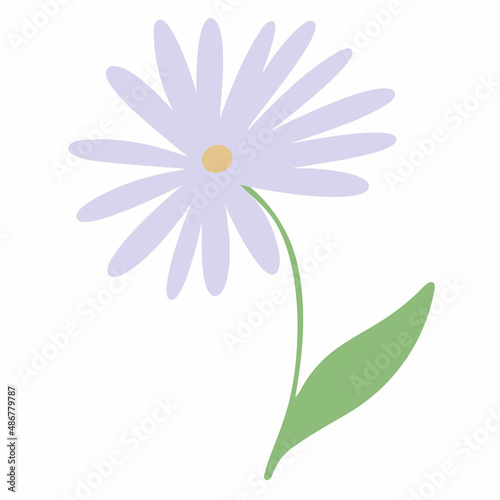 Hand drawing dahlia flower with leaves, purple on white background,vector illustration in boho style. EPS 10