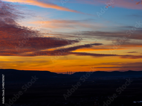 Red sky at the sunset