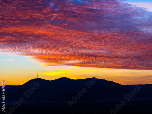 Red sky at the sunset