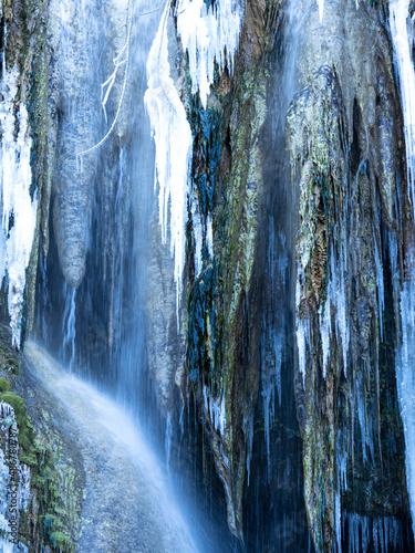 Frozen waterfall, Thermal waterfall Geoagiu Bai , Romania