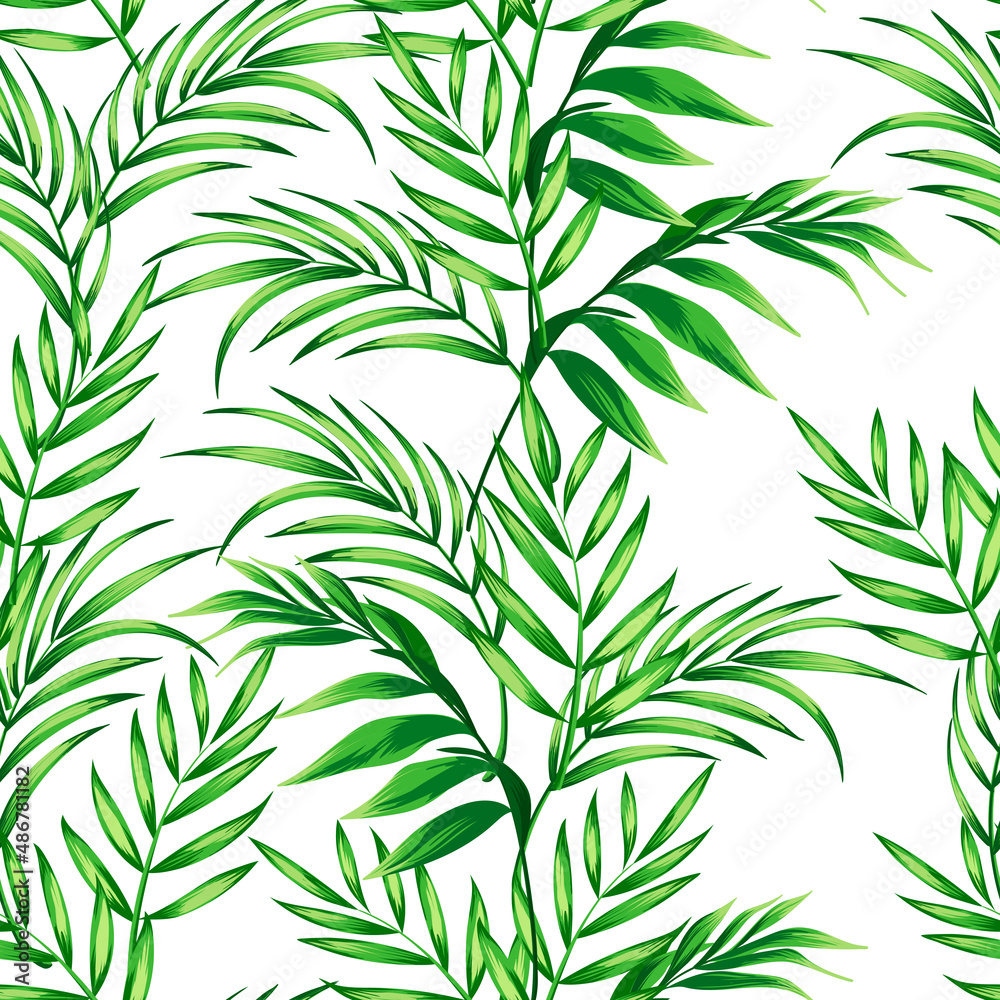 Jungle vector pattern with tropical leaves.Trendy summer print. Exotic seamless background Jungle vector pattern with tropical leaves.Trendy summer print. Exotic seamless background