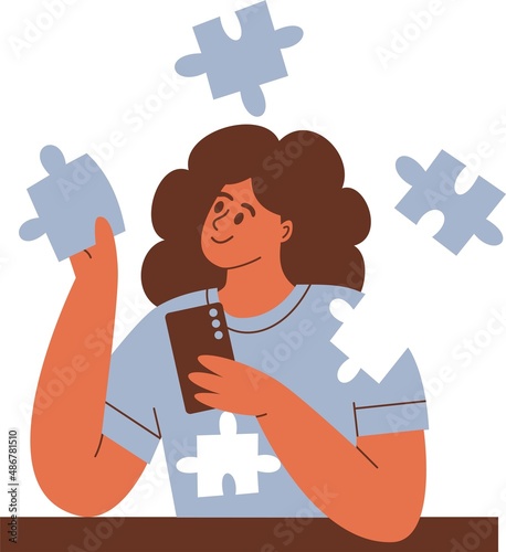 Flat vector illustration. A woman receives psychological counseling by phone. Psychologist online. Domestic violence, helping women