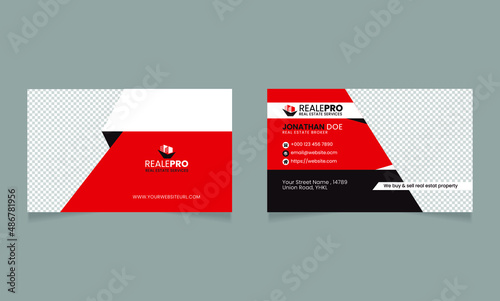 Real Estate Business card design set the template corporate style. Orange color. Vector illustration.