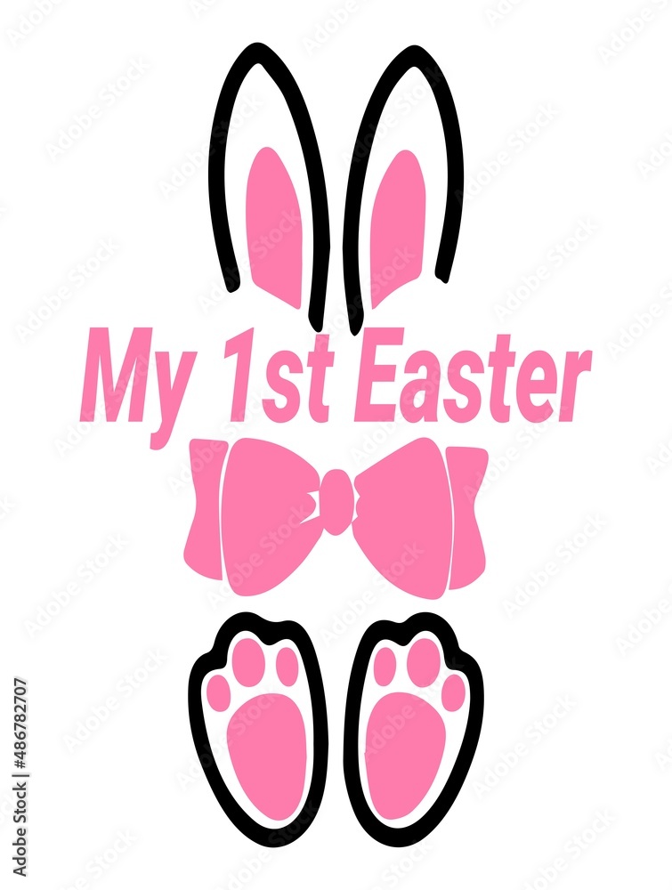 My first (1) Easter - hand drawn modern calligraphy design vector illustration.