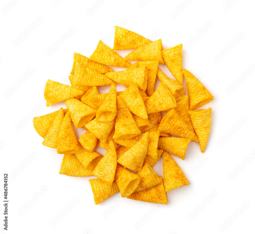 Corn Cone Isolated, Puffs with Spices Corn Cone Isolated, Puffs with Spices