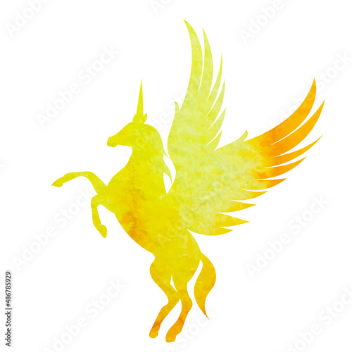 pegasus watercolor silhouette ,on white background,isolated