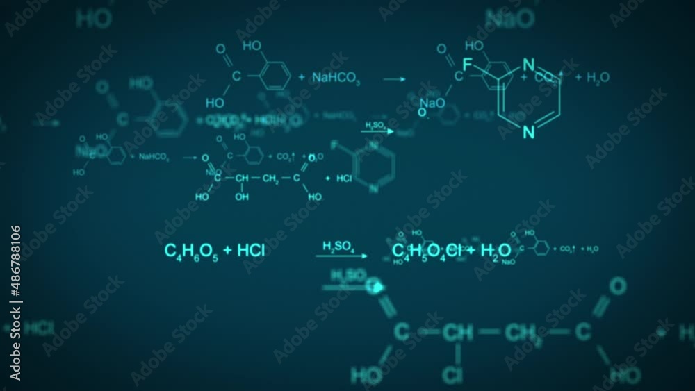 Animation of moving abstract blue chemical formulas consisting of benzene rings, hexagons at blue background. Medical and Science concepts. Seamless loopable background. Animation of moving abstract blue chemical formulas consisting of benzene rings, hexagons at blue background. Medical and Science concepts. Seamless loopable background.