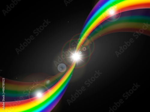 Abstract multicolored background with two rainbows and star. Vector illustration