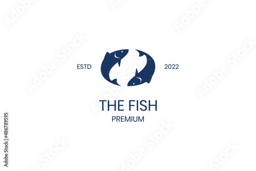 Fish logo design template, seafood restaurant logotype, fish farm icon
