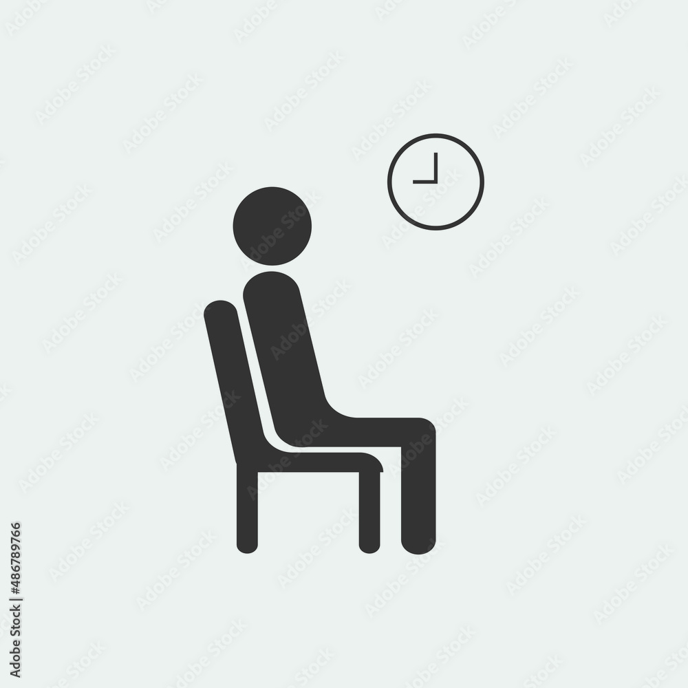 Sitting on chair vector icon illustration sign Sitting on chair vector icon illustration sign