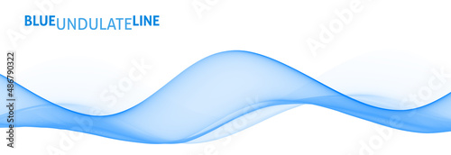 Blue undulate line on white. Subtle vector graphics