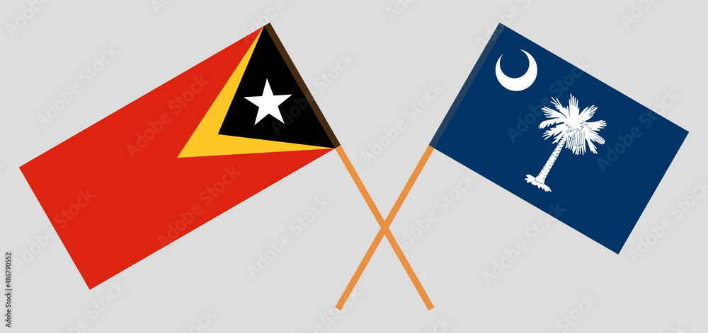 Crossed flags of East Timor and The State of South Carolina. Official colors. Correct proportion Crossed flags of East Timor and The State of South Carolina. Official colors. Correct proportion
