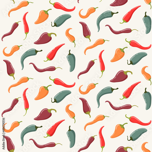 Hot chili peppers seamless pattern design 