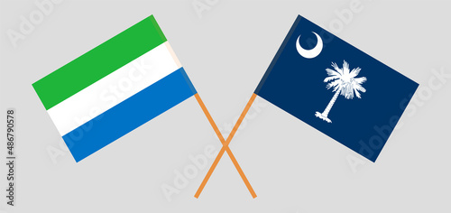 Crossed flags of Sierra Leone and The State of South Carolina. Official colors. Correct proportion