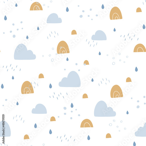 Cute cloud. Childish pattern for fabric, wrapping, clothing, textile, wallpaper, pajamas, kids apparel, beddings. Vector