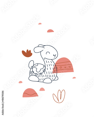 Cute cartoon llama. Print for baby posters, cards, clothes, printable. Vector cartoon illustration. 