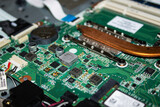 Computer electronic board. Computer microchip. Laptop repair.