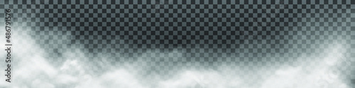 Fog or smoke isolated transparent special effect. White vector cloudiness, mist or smog background. Vector illustration PNG