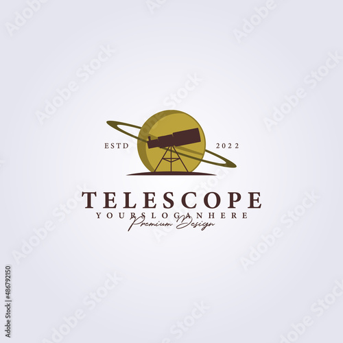 telescope space planet astronomy logo vector illustration design