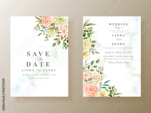 unique floral wedding invitation card template