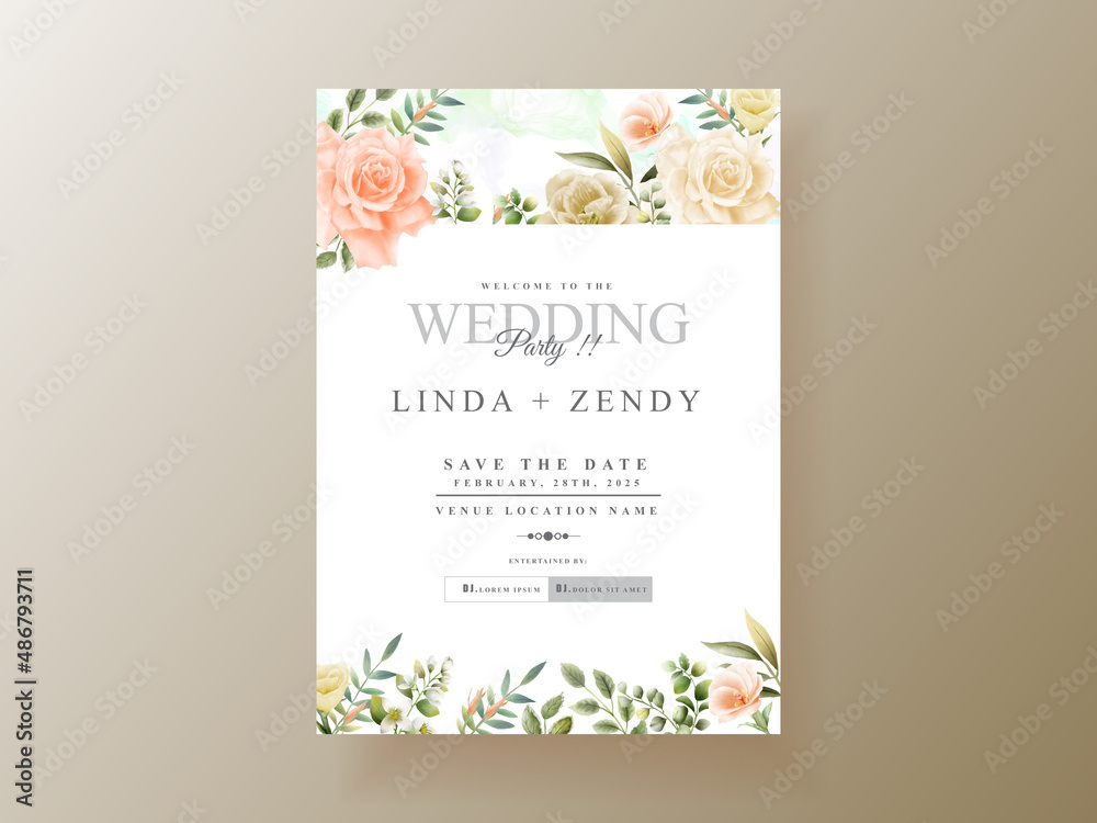 unique floral wedding invitation card template