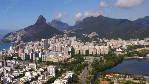 Aerial view of the Rio de Janeiro, Leblon district. Clube dos Caiçaras located on Rodrigo de Freitas lagoon, since 1929. photo
